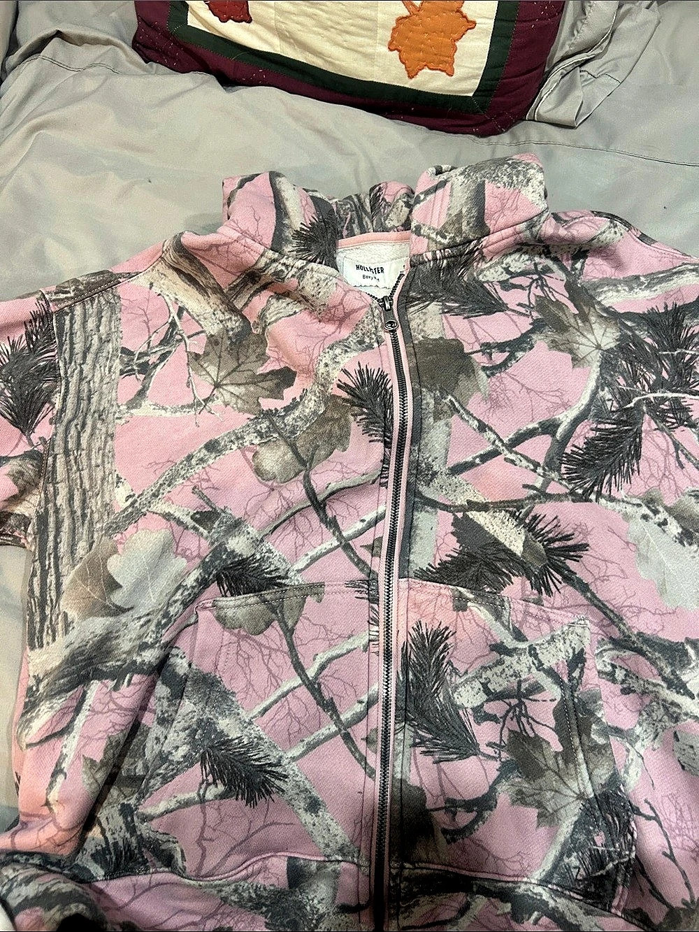 Hollister Pink Camo Zip-Up Hoodie Kids Jacket
